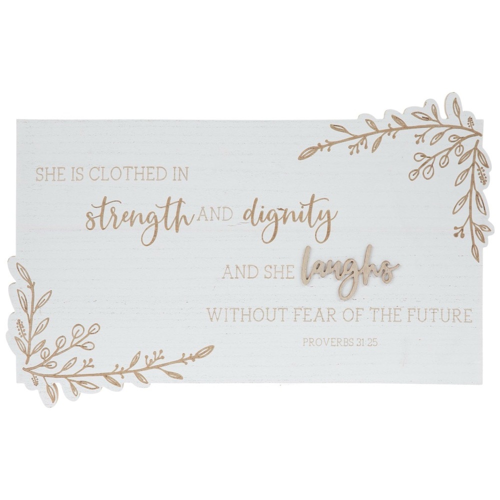 New Proverbs 31:25 Wood Wall Hanging Decor